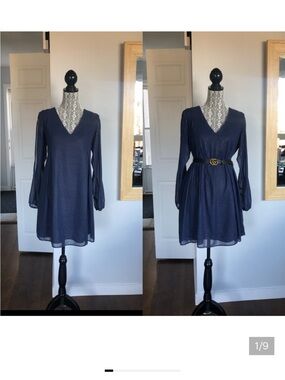 NWT Large BCBGeneration V-Neck Shift Dress With Silver Embellishments.Slit Arms.